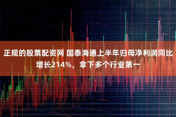 正规的股票配资网 国泰海通上半年归母净利润同比增长214%,拿下多个行业第一